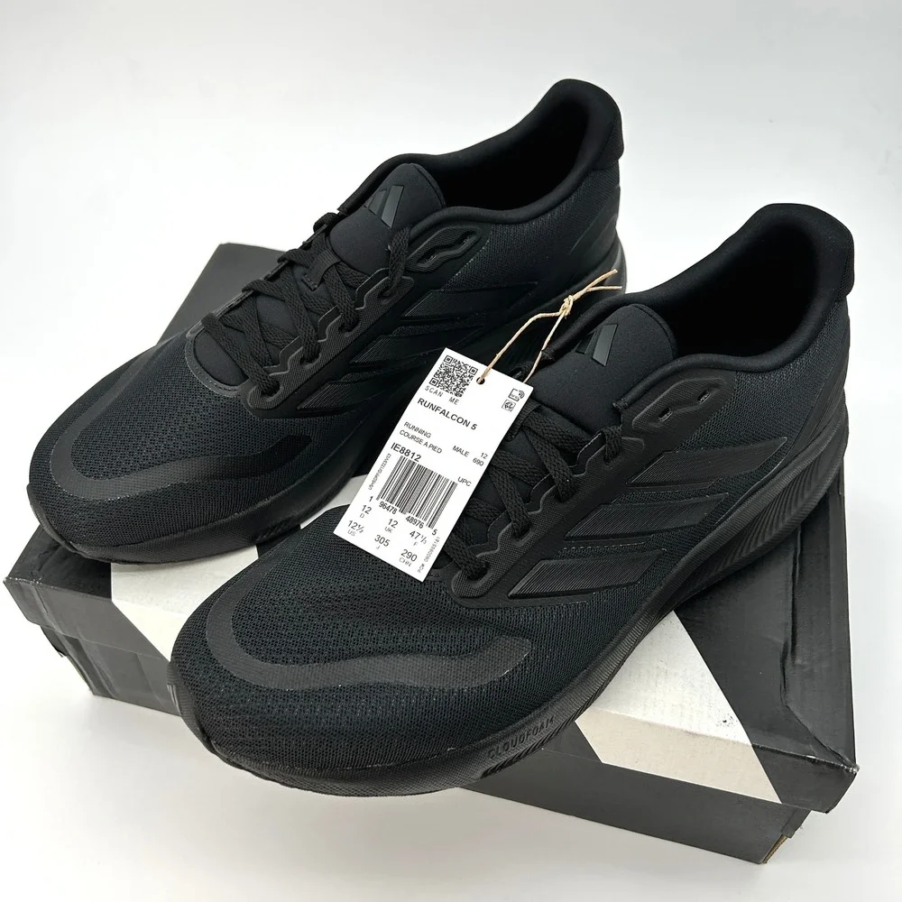 adidas Runfalcon 5 Mens Running Shoes Size 12.5 Core‎ Black Cloudfoam NEW IE8812